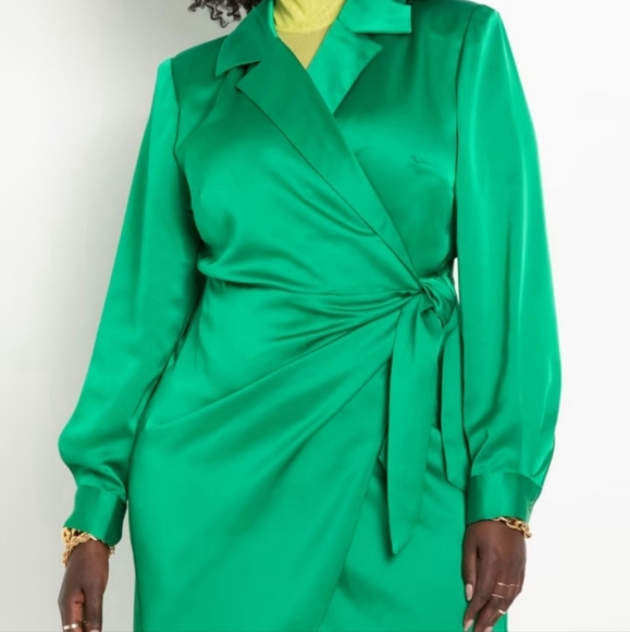 Eloquii Satin Collared Mini Wrap Dress - Picture 5 of 5
